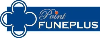 Logo bleu et blanc de l'entreprise funéraire Point Funeplus.
